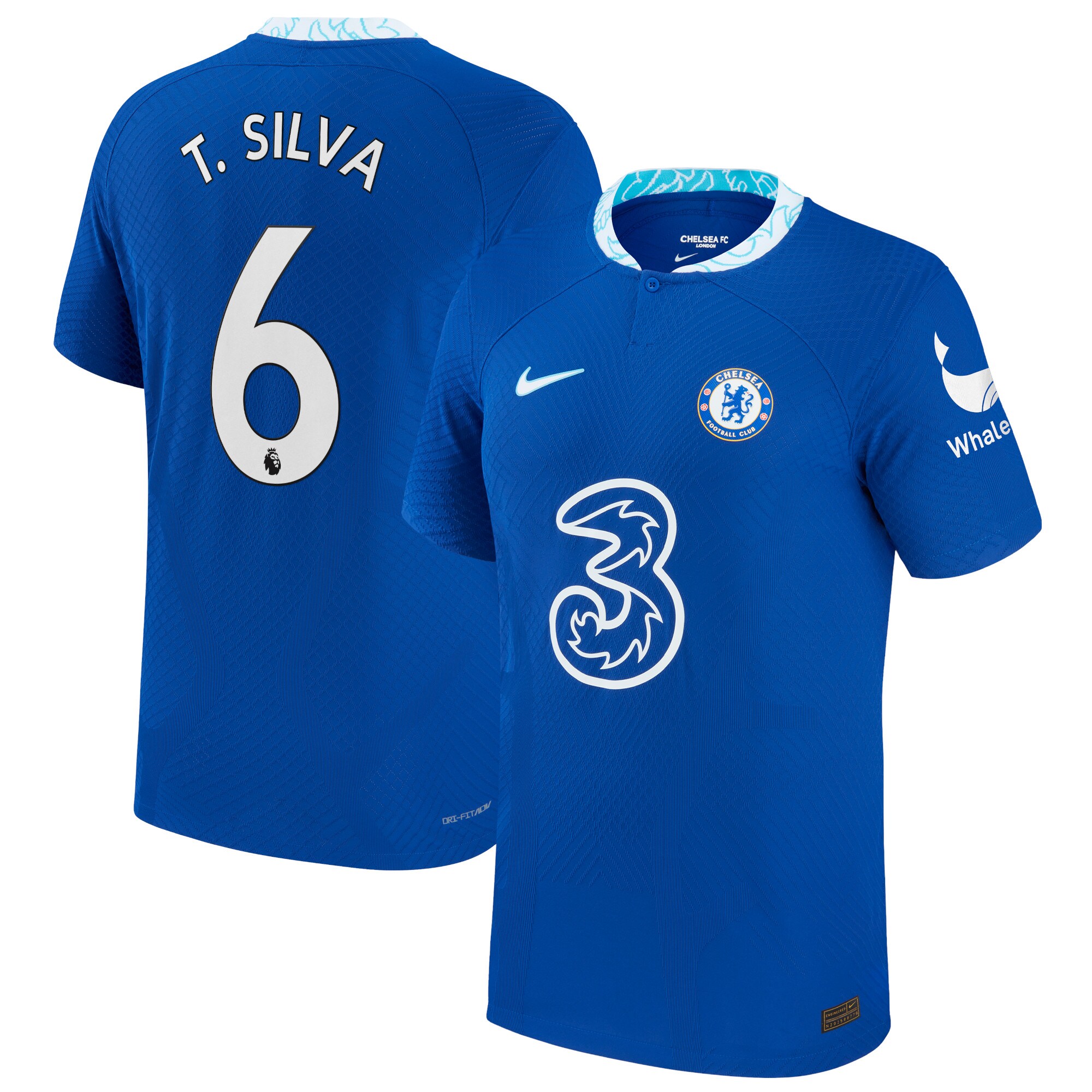 Chelsea Home Vapor Match Shirt 2022-2023 with T. Silva 6 printing