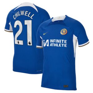 Chelsea Home Vapor Match Sponsored Shirt 2023-24 With Chilwell 21 Printing