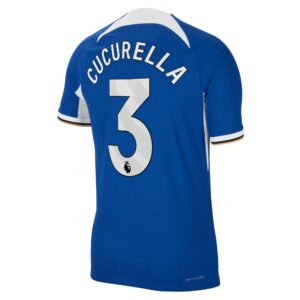 Chelsea Home Vapor Match Sponsored Shirt 2023-24 With Cucurella 3 Printing