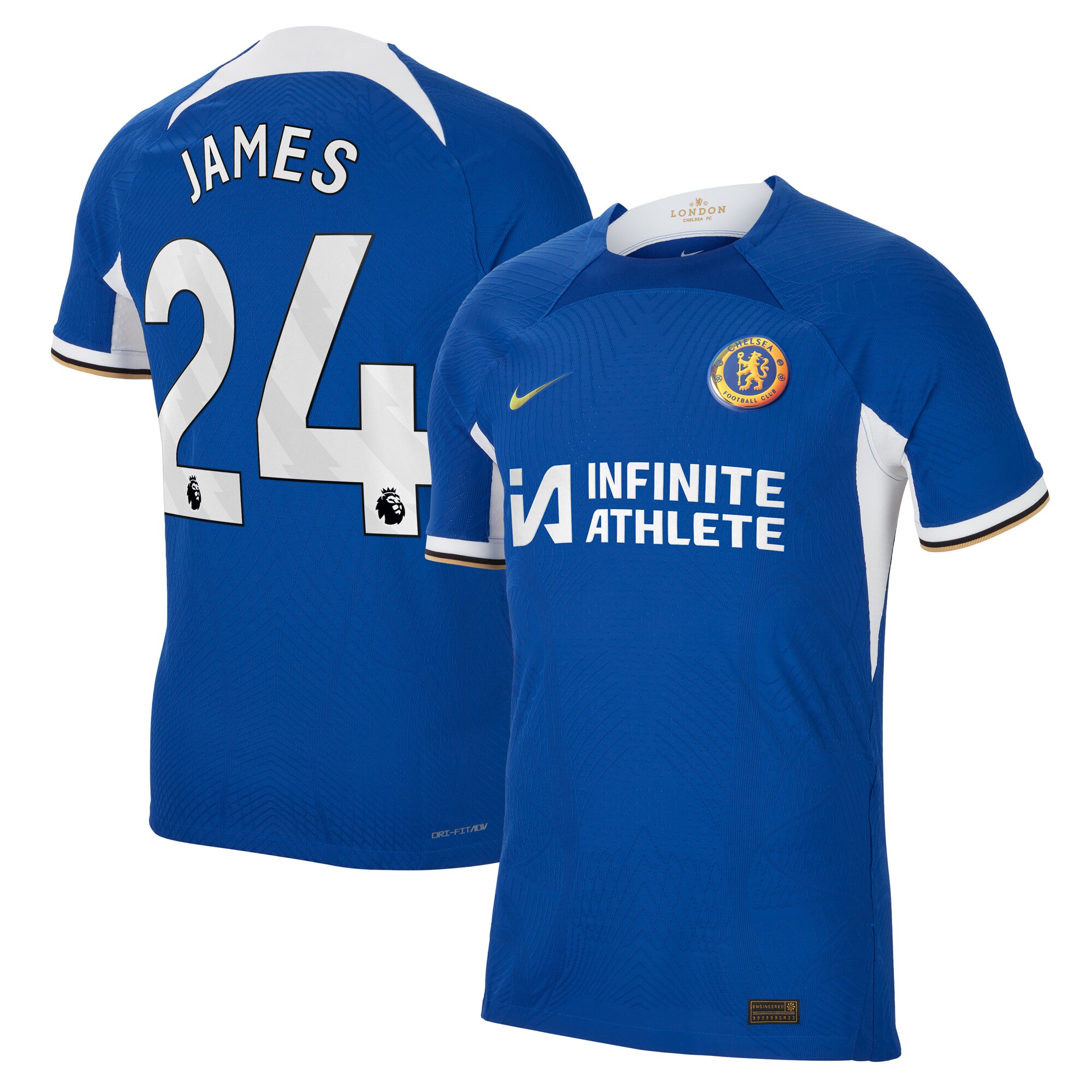 Chelsea Home Vapor Match Sponsored Shirt 2023-24 With James 24 Printing