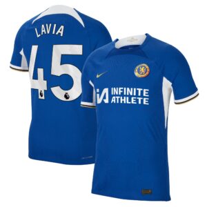 Chelsea Home Vapor Match Sponsored Shirt 2023-24 With Lavia 45 Printing