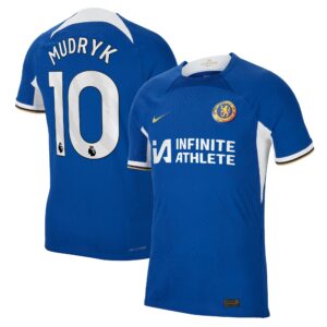 Chelsea Home Vapor Match Sponsored Shirt 2023-24 With Mudryk 10 Printing