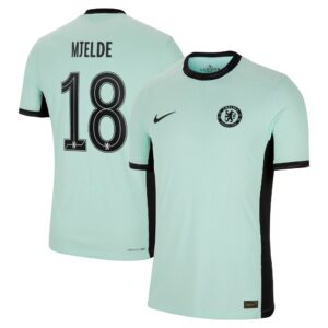Chelsea Third Vapor Match Shirt 2023-24 With Mjelde 18 Printing