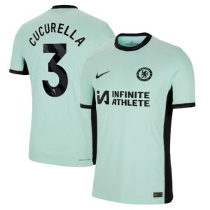Chelsea Third Vapor Match Sponsored Shirt 2023-24 With Cucurella 3 Printing