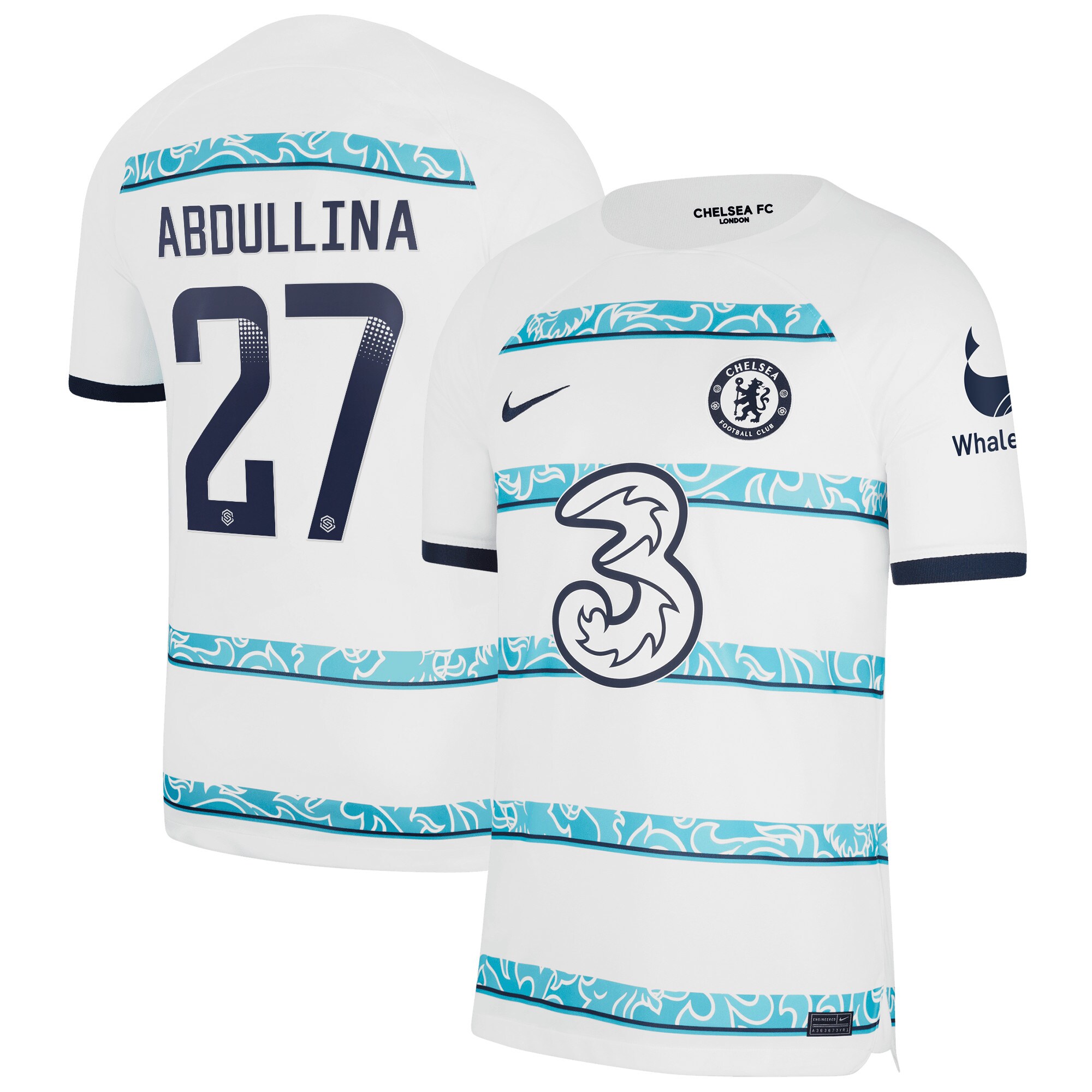 Chelsea WSL Away Stadium Shirt 2022-23 with Abdullina 27 printing