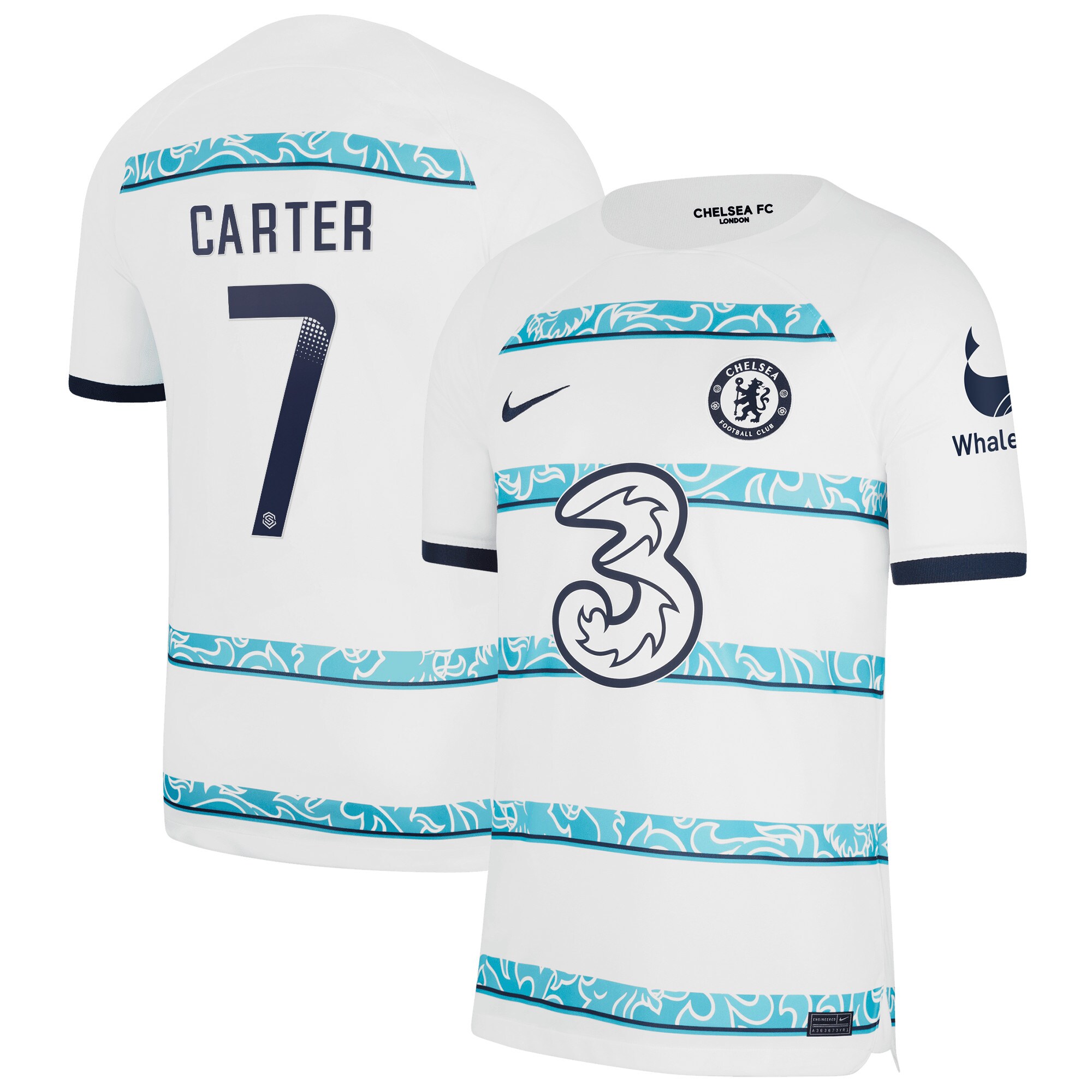 Chelsea WSL Away Stadium Shirt 2022-23 with Carter 7 printing