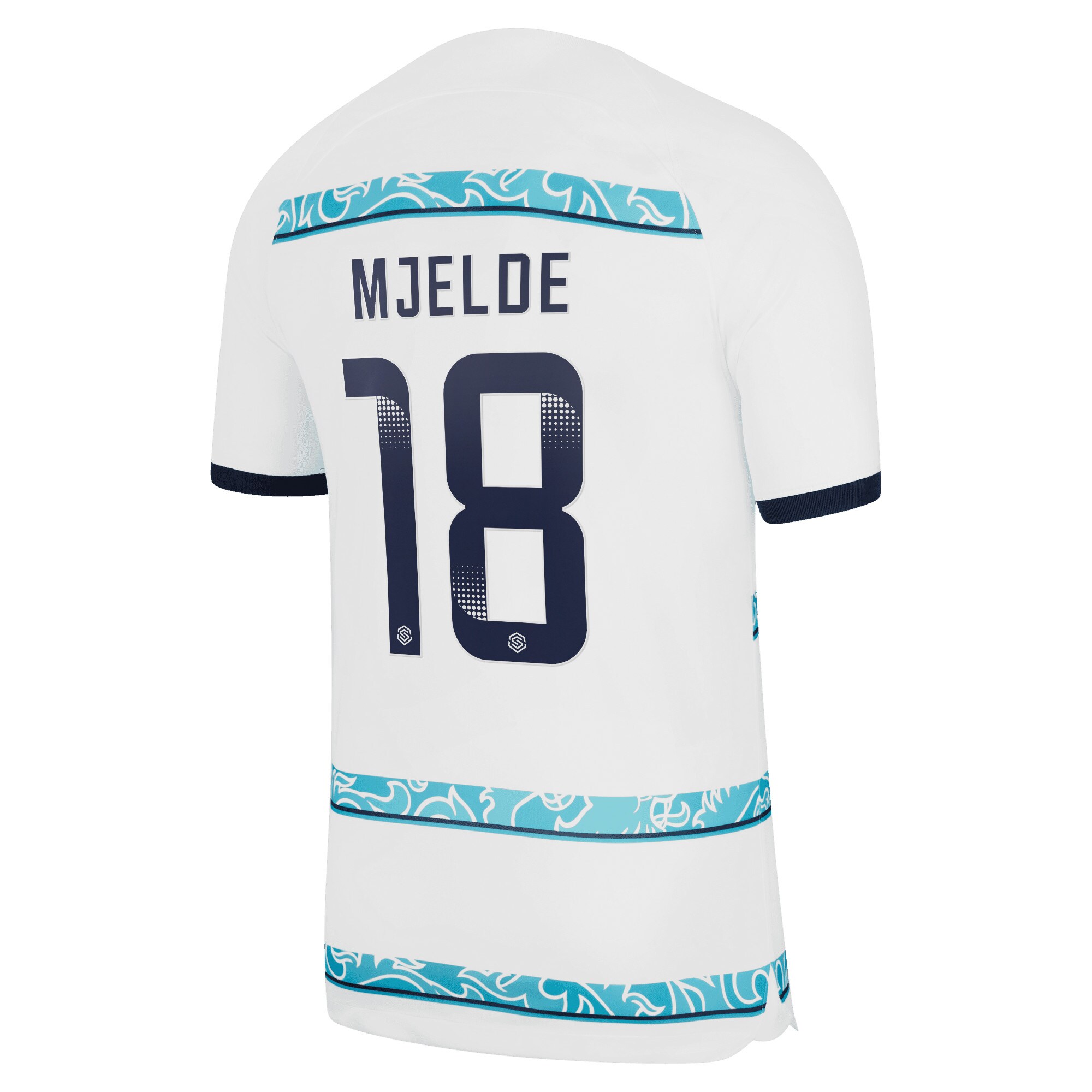 Chelsea WSL Away Stadium Shirt 2022-23 with Mjelde 18 printing