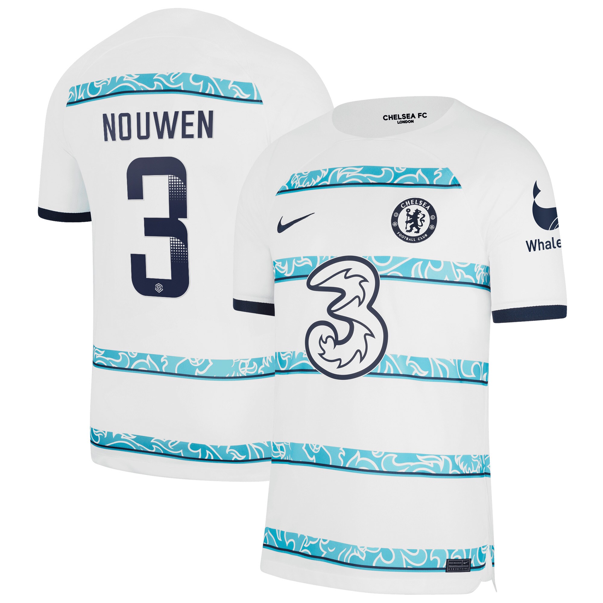 Chelsea WSL Away Stadium Shirt 2022-23 with Nouwen 3 printing