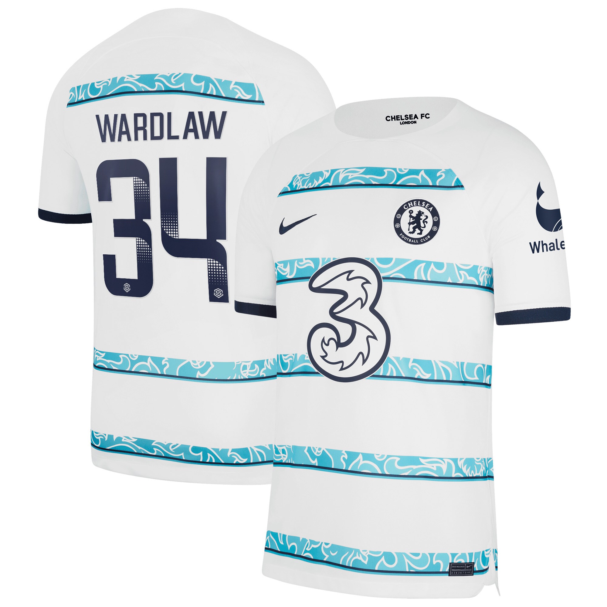 Chelsea WSL Away Stadium Shirt 2022-23 with Wardlaw 34 printing