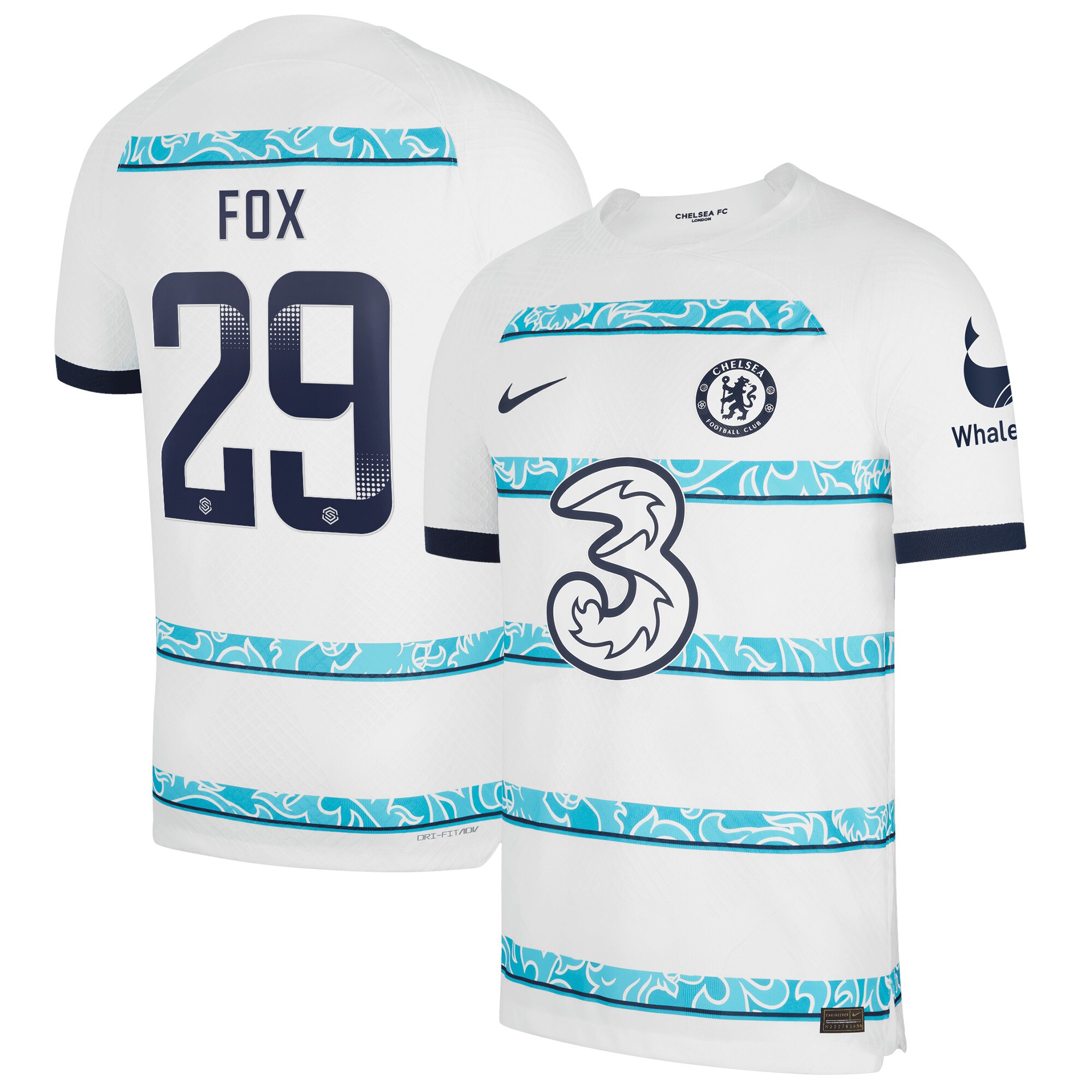 Chelsea WSL Away Vapor Match Shirt 2022-23 with Fox 29 printing