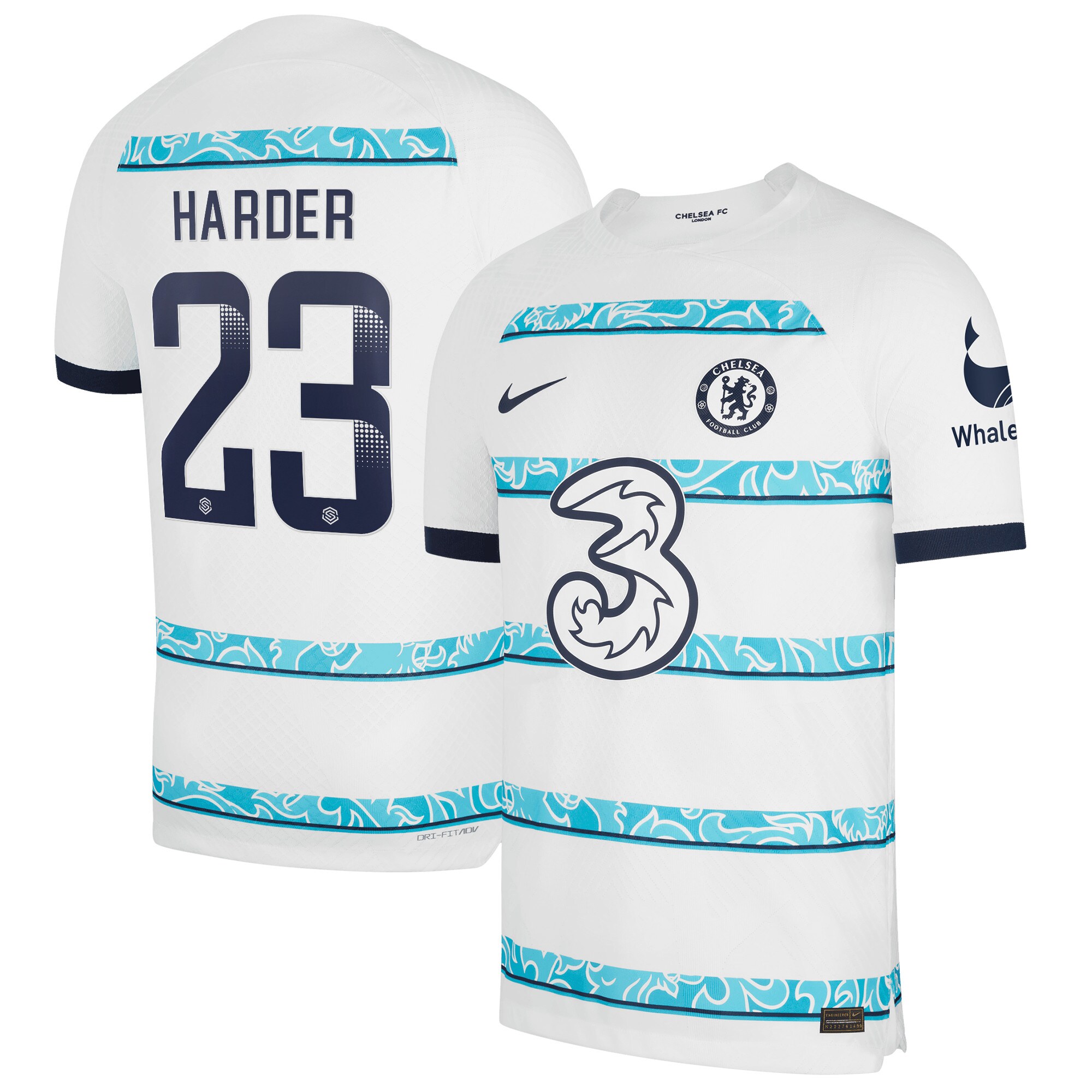 Chelsea WSL Away Vapor Match Shirt 2022-23 with Harder 23 printing