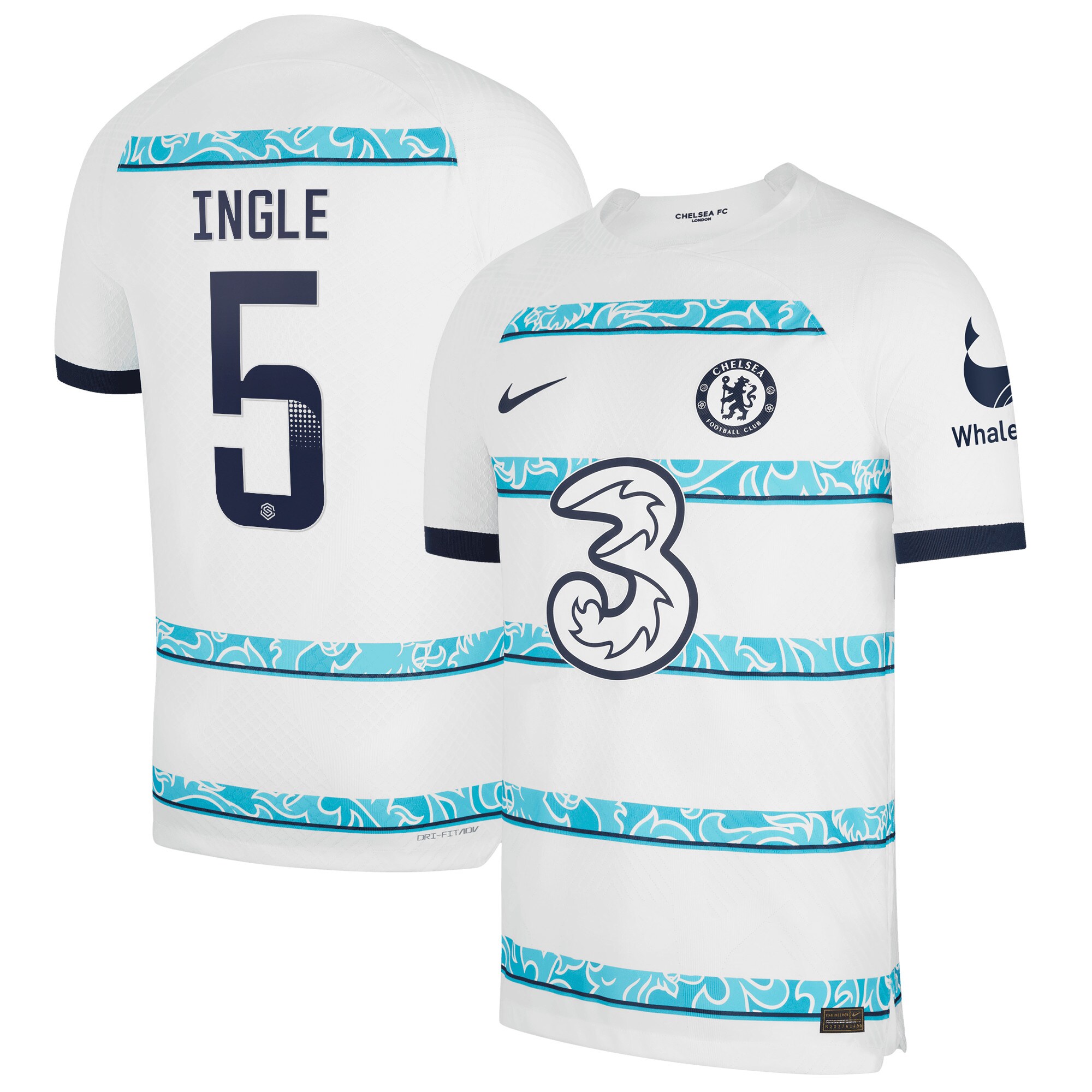 Chelsea WSL Away Vapor Match Shirt 2022-23 with Ingle 5 printing