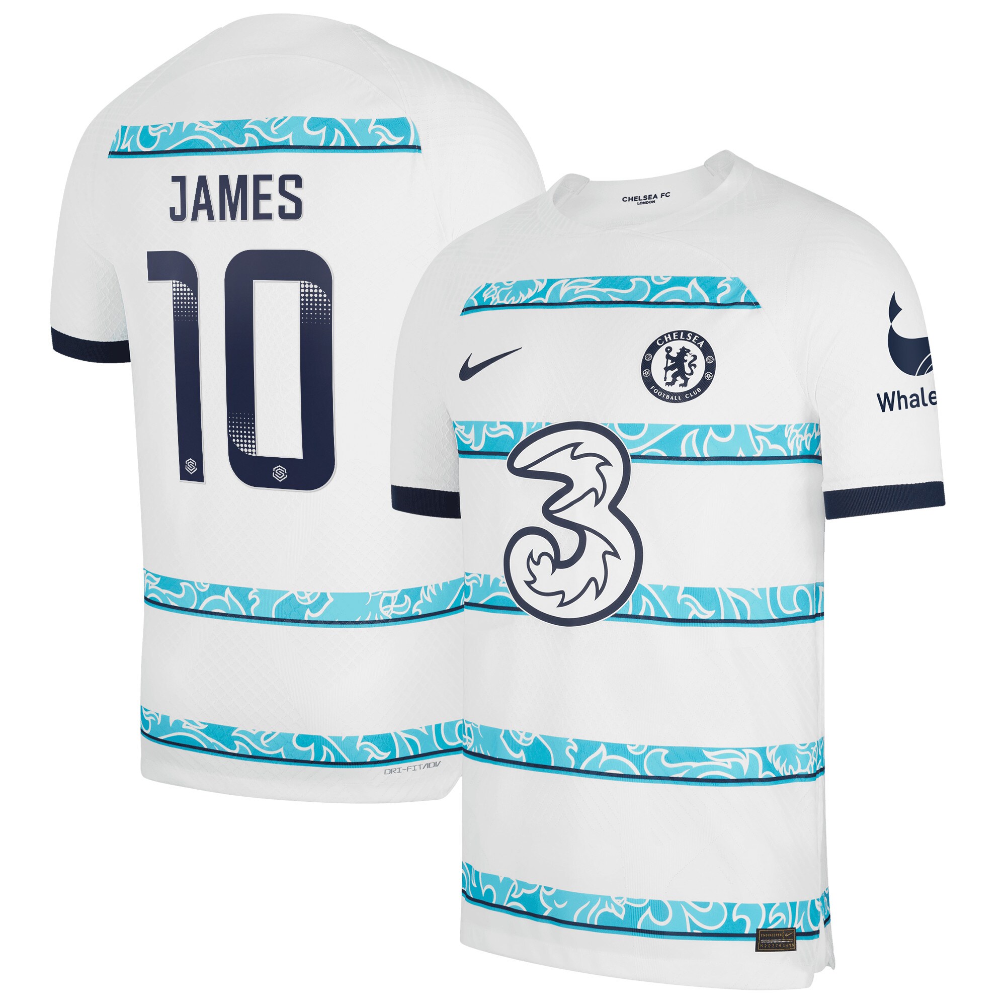 Chelsea WSL Away Vapor Match Shirt 2022-23 with James 10 printing
