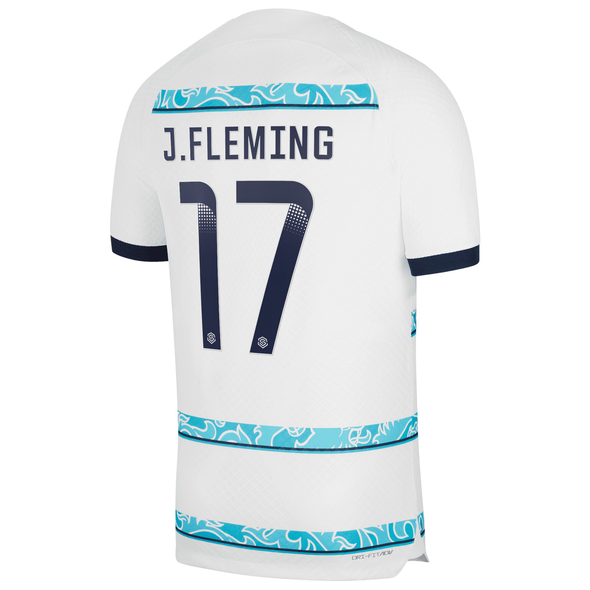 Chelsea WSL Away Vapor Match Shirt 2022-23 with J.Fleming 17 printing