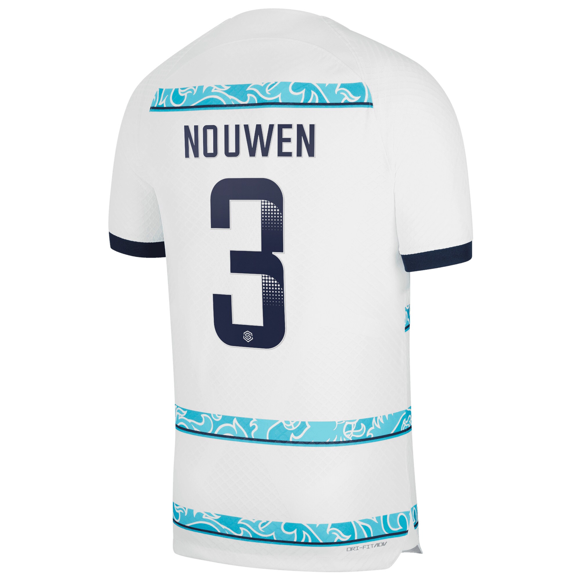 Chelsea WSL Away Vapor Match Shirt 2022-23 with Nouwen 3 printing