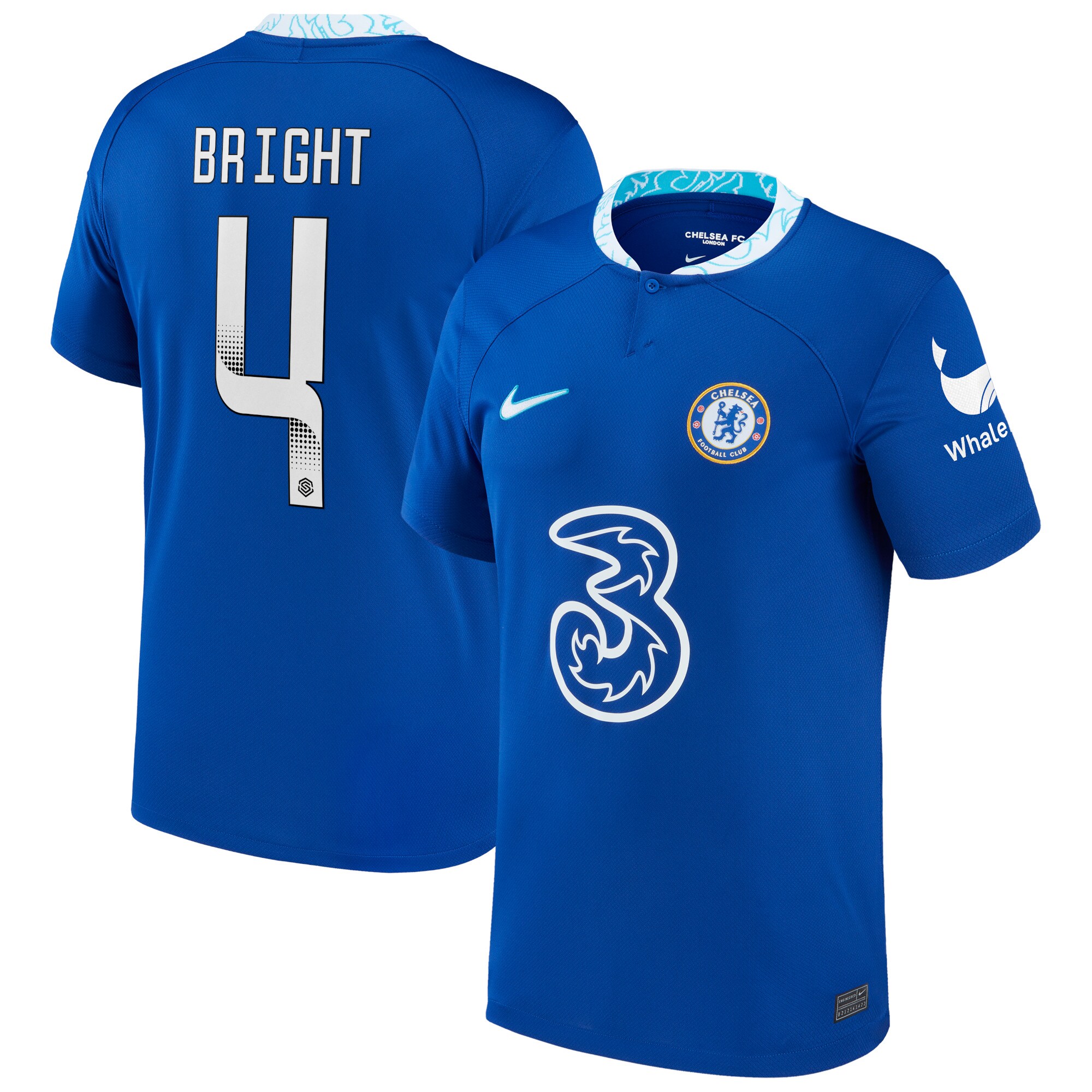 Chelsea WSL Home Stadium Shirt 2022-23 with Bright 4 printing