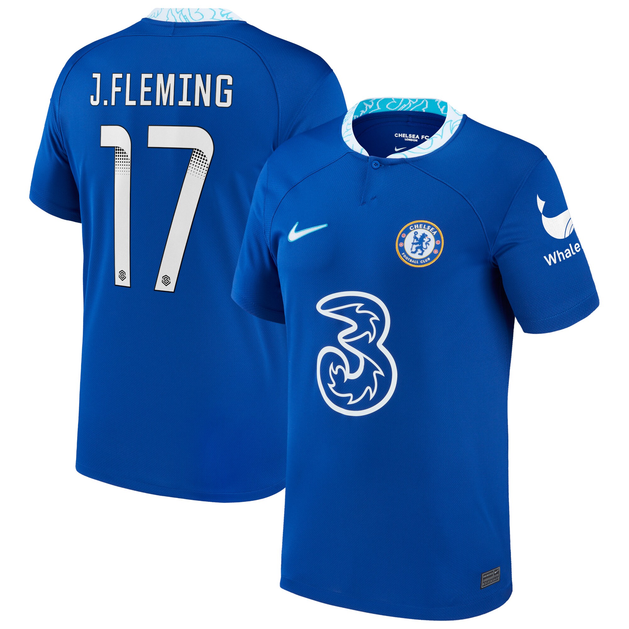 Chelsea WSL Home Stadium Shirt 2022-23 with J.Fleming 17 printing