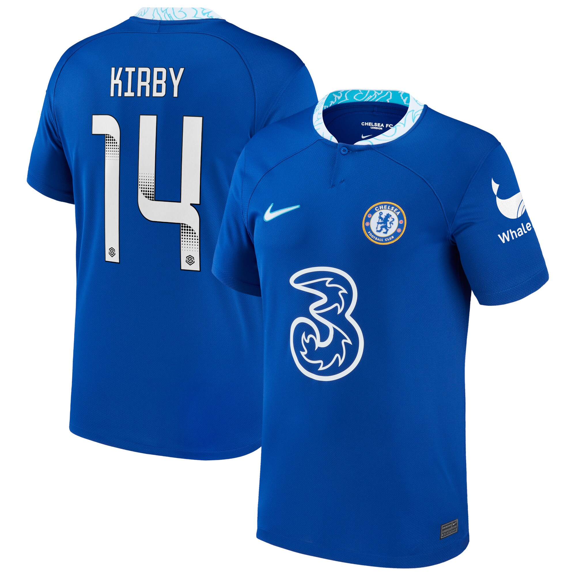 Chelsea WSL Home Stadium Shirt 2022-23 with Kirby 14 printing