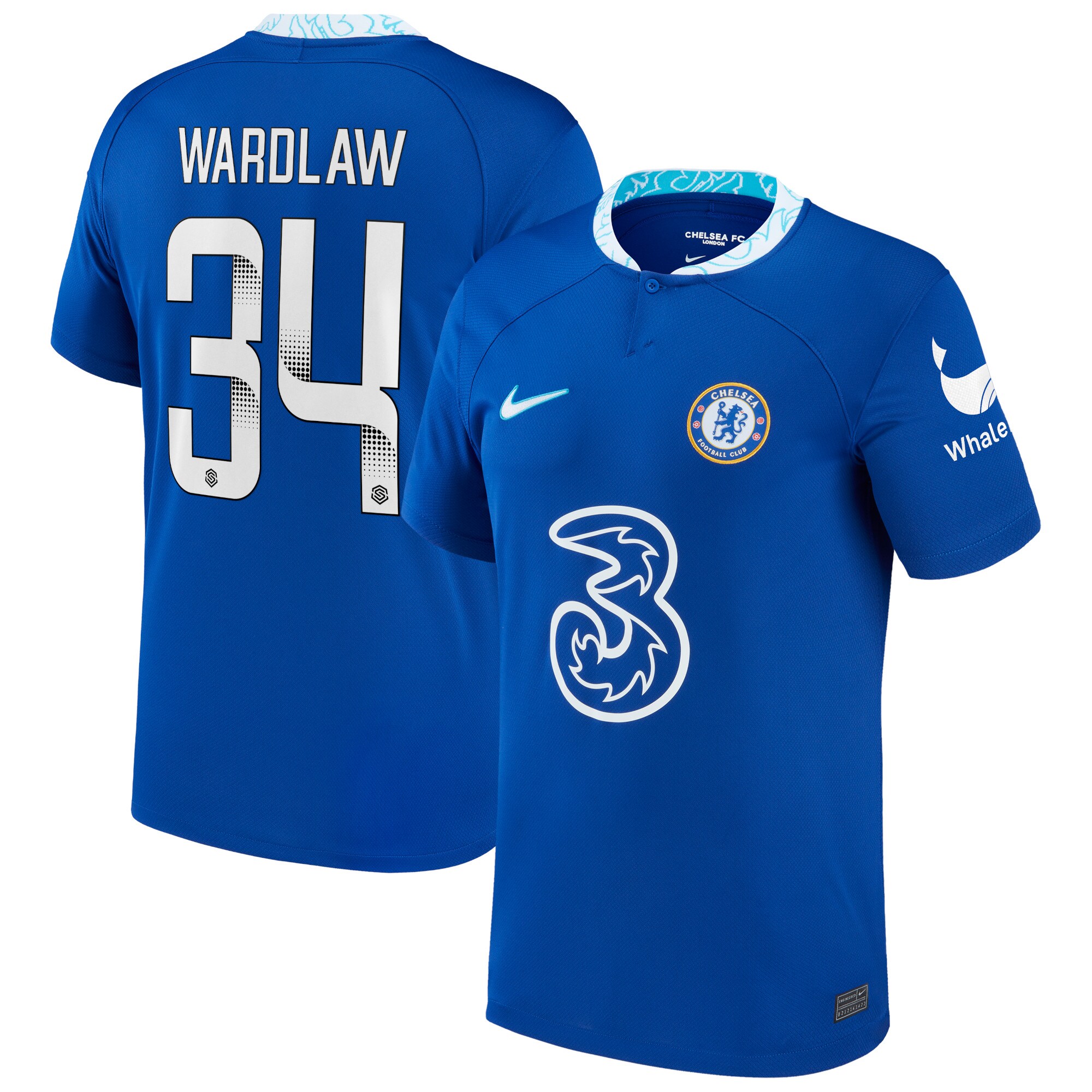 Chelsea WSL Home Stadium Shirt 2022-23 with Wardlaw 34 printing