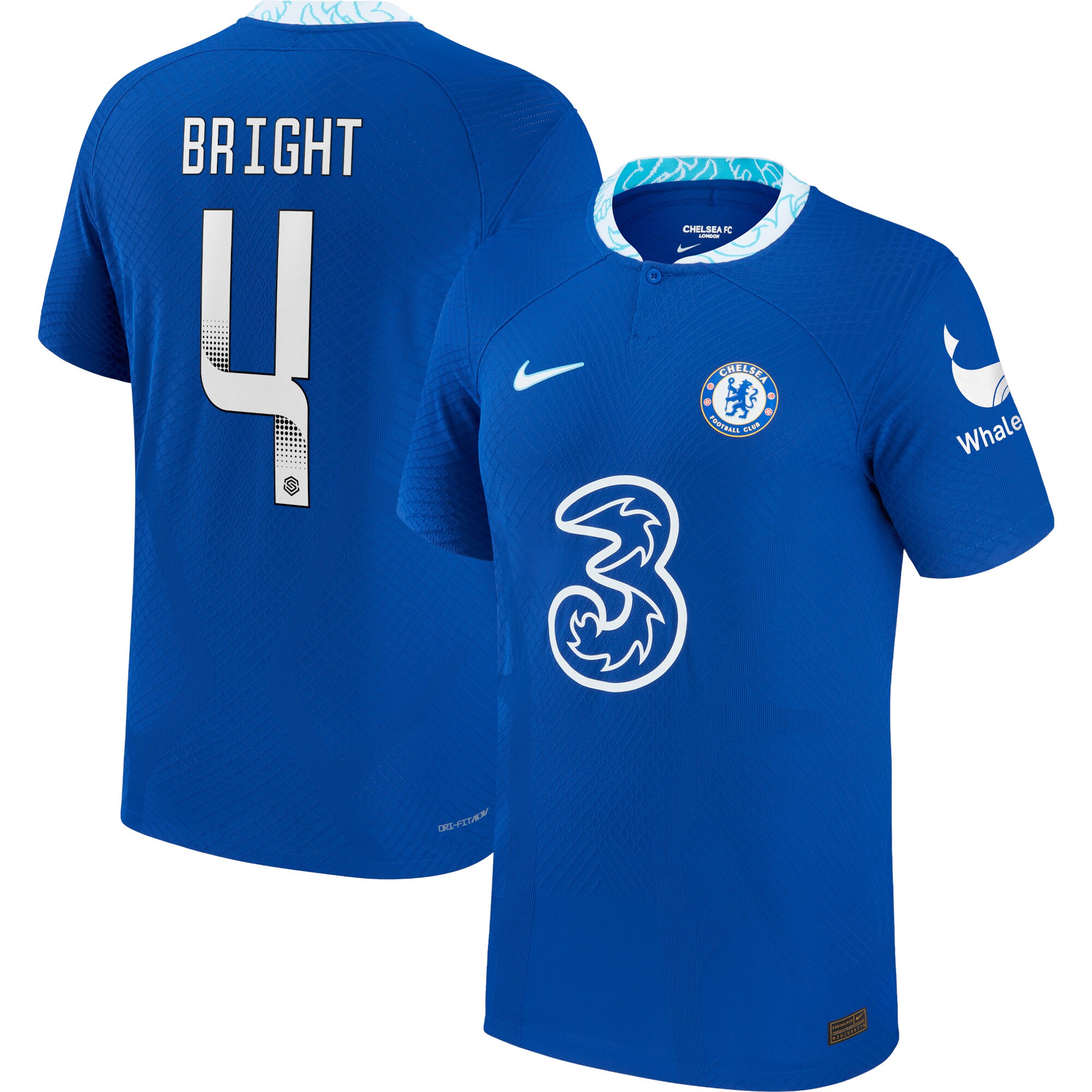 Chelsea WSL Home Vapor Match Shirt 2022-23 with Bright 4 printing