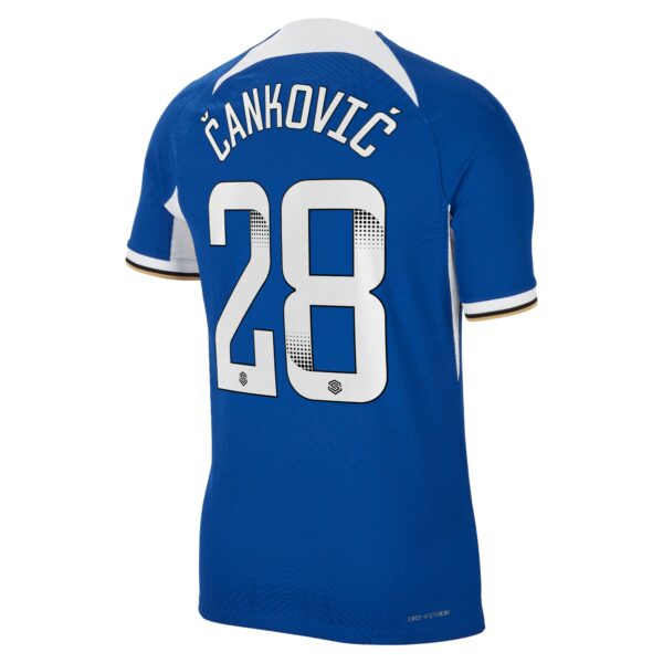 Chelsea Wsl Home Vapor Match Sponsored Shirt 2023-24 With Cankovic 28 Printing
