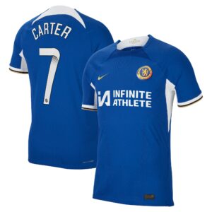 Chelsea Wsl Home Vapor Match Sponsored Shirt 2023-24 With Carter 7 Printing