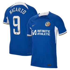 Chelsea Wsl Home Vapor Match Sponsored Shirt 2023-24 With Macario 9 Printing