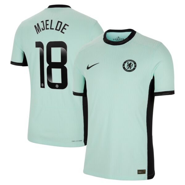 Chelsea Wsl Third Vapor Match Shirt 2023-24 With Mjelde 18 Printing