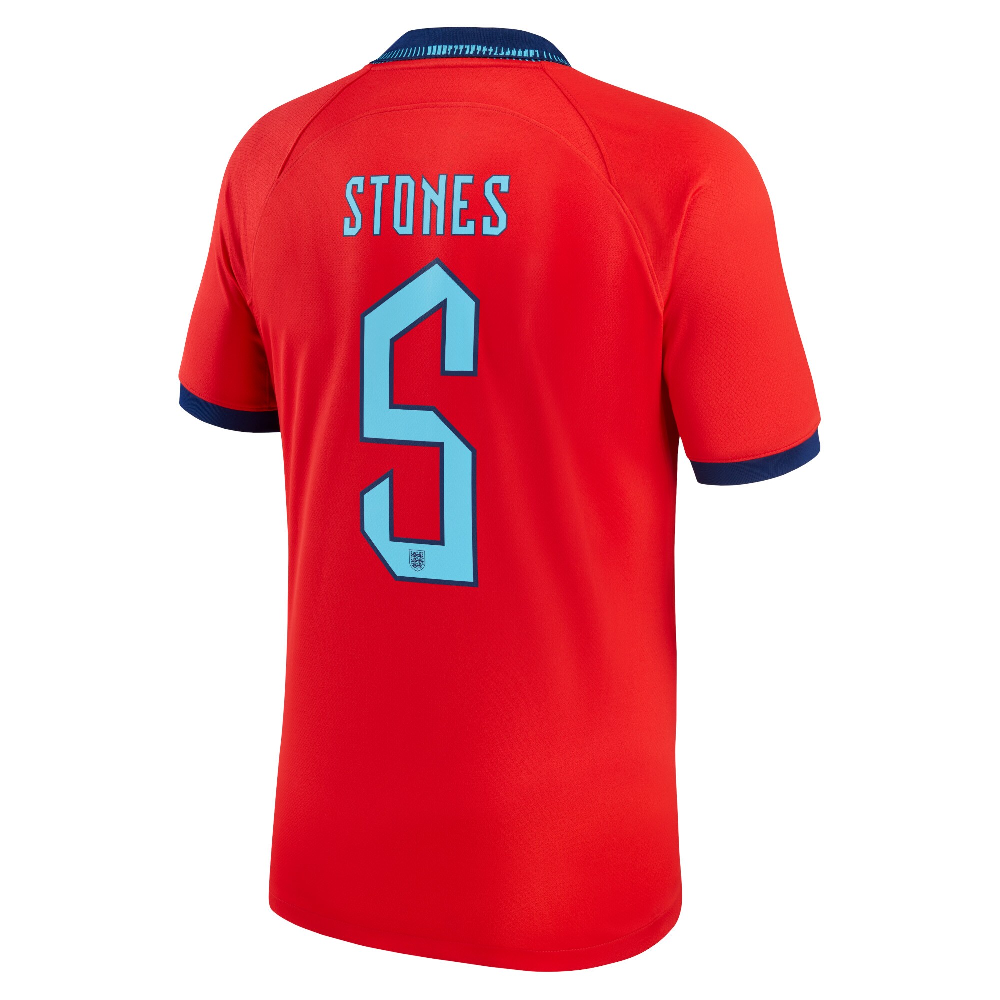 England Away Stadium Shirt 2022 with Stones 5 printing