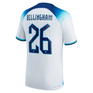 England Home Match Shirt 2022 with Bellingham 26 printing