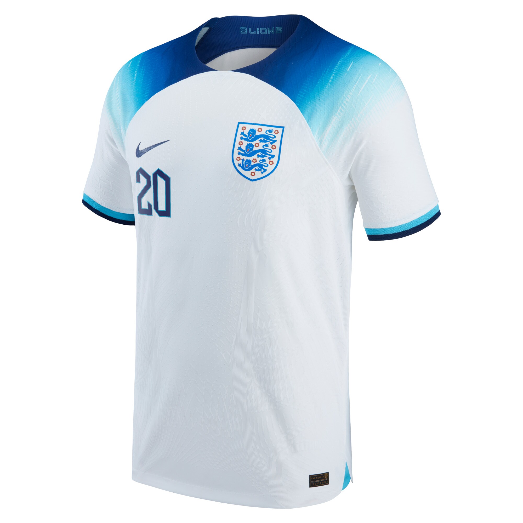 England Home Match Shirt 2022 with Foden 20 printing