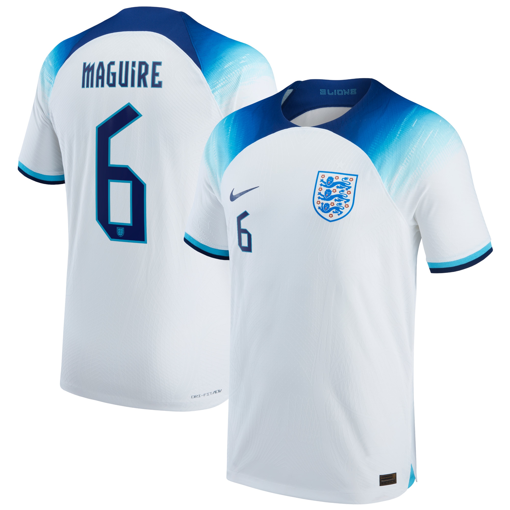 England Home Match Shirt 2022 with Maguire 6 printing