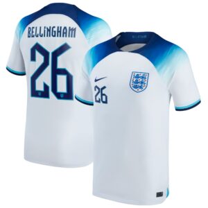 England Home Stadium Shirt 2022 with Bellingham 26 printing
