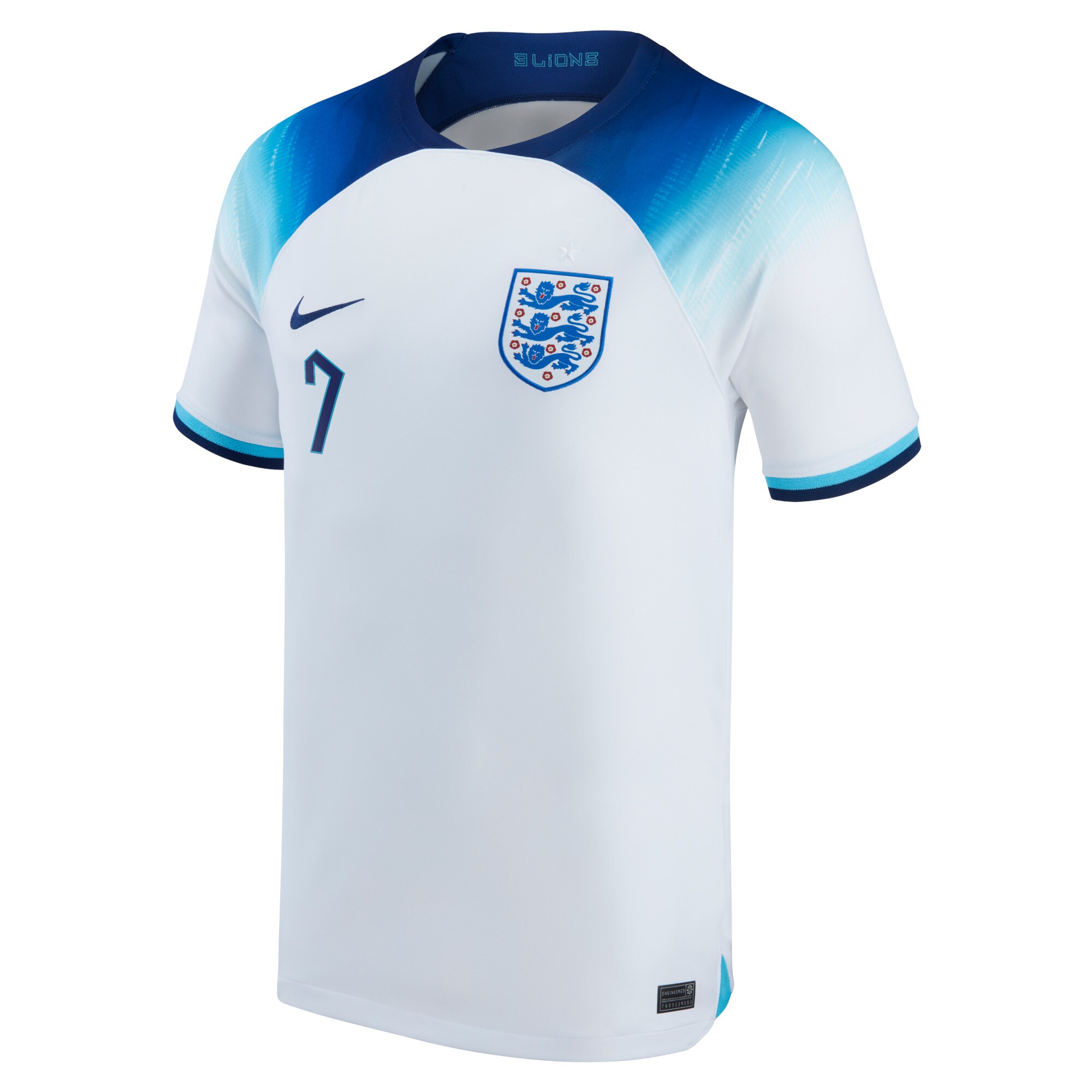 England Home Stadium Shirt 2022 with Grealish 7 printing