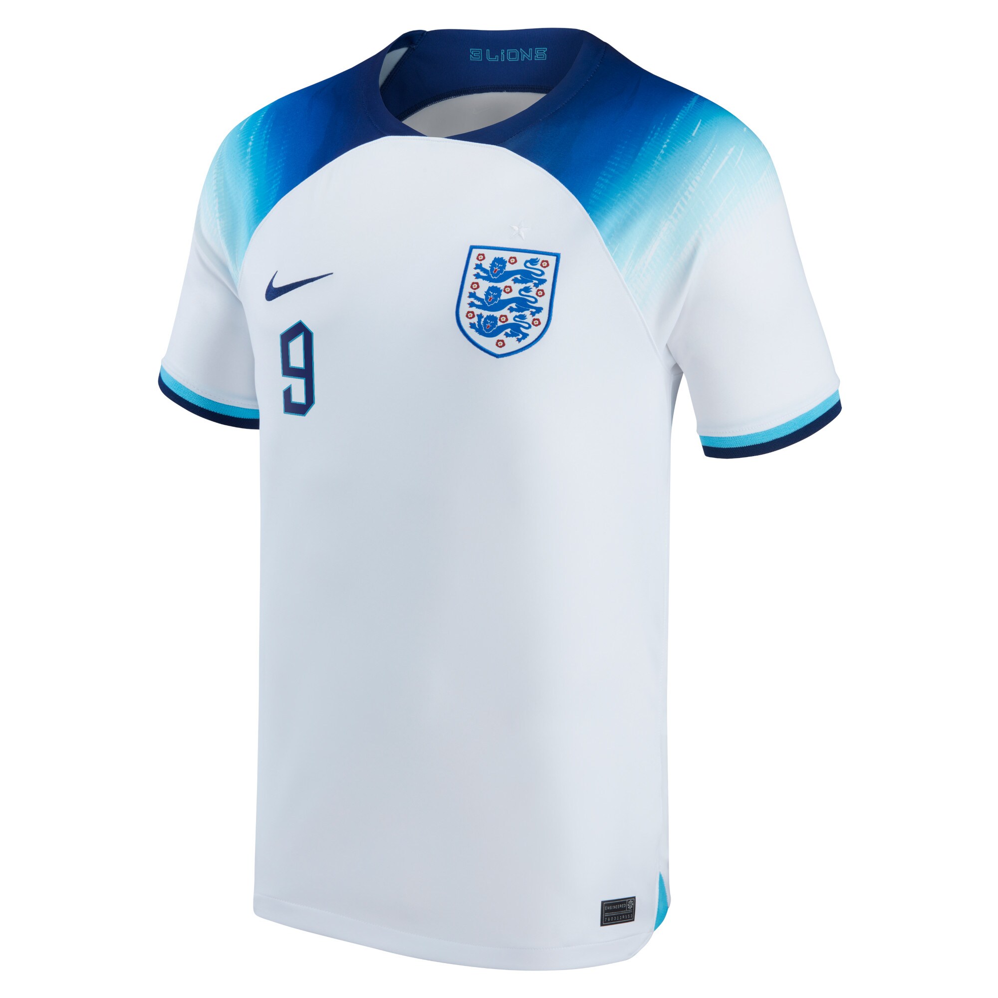 England Home Stadium Shirt 2022 with Kane 9 printing