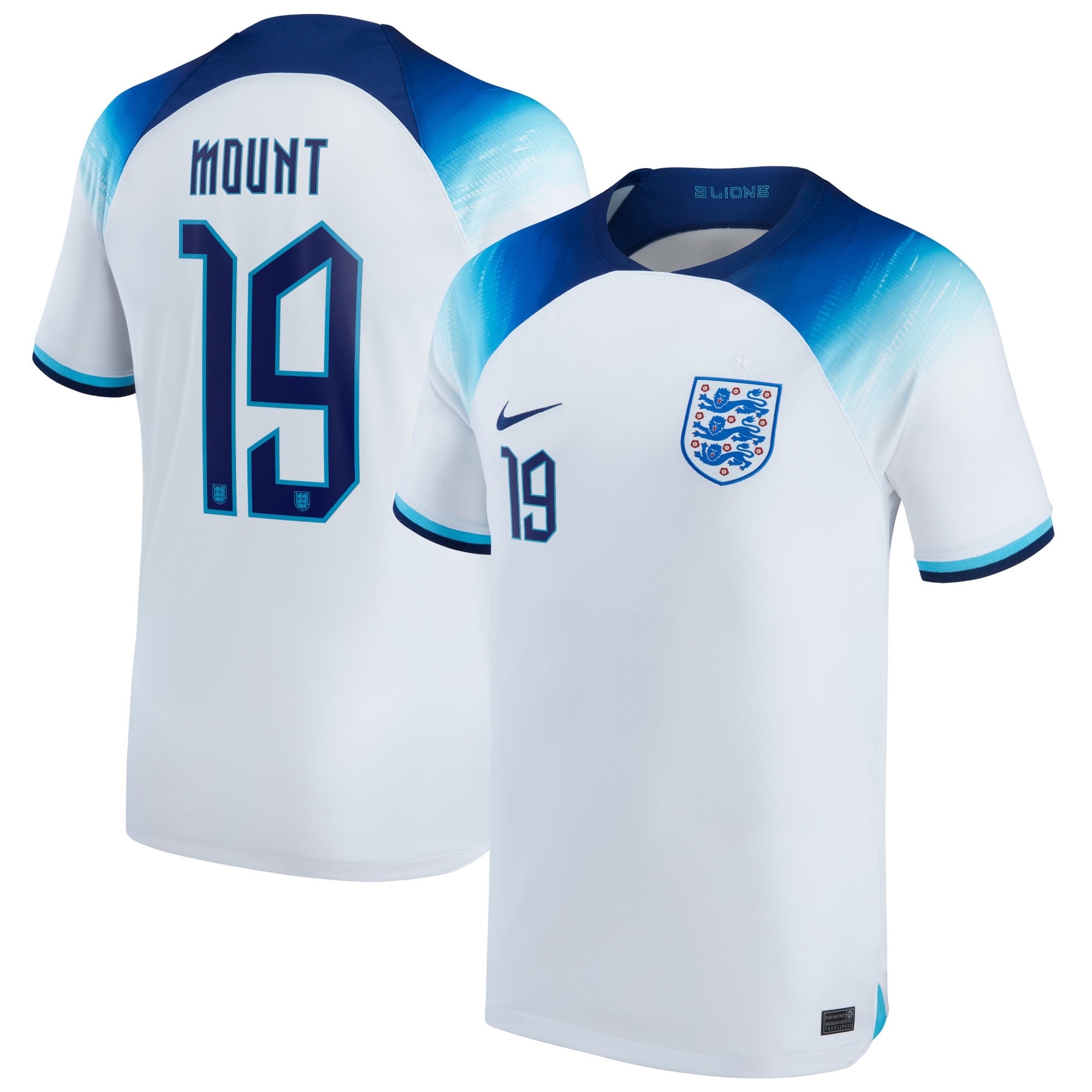 England Home Stadium Shirt 2022 with Mount 19 printing