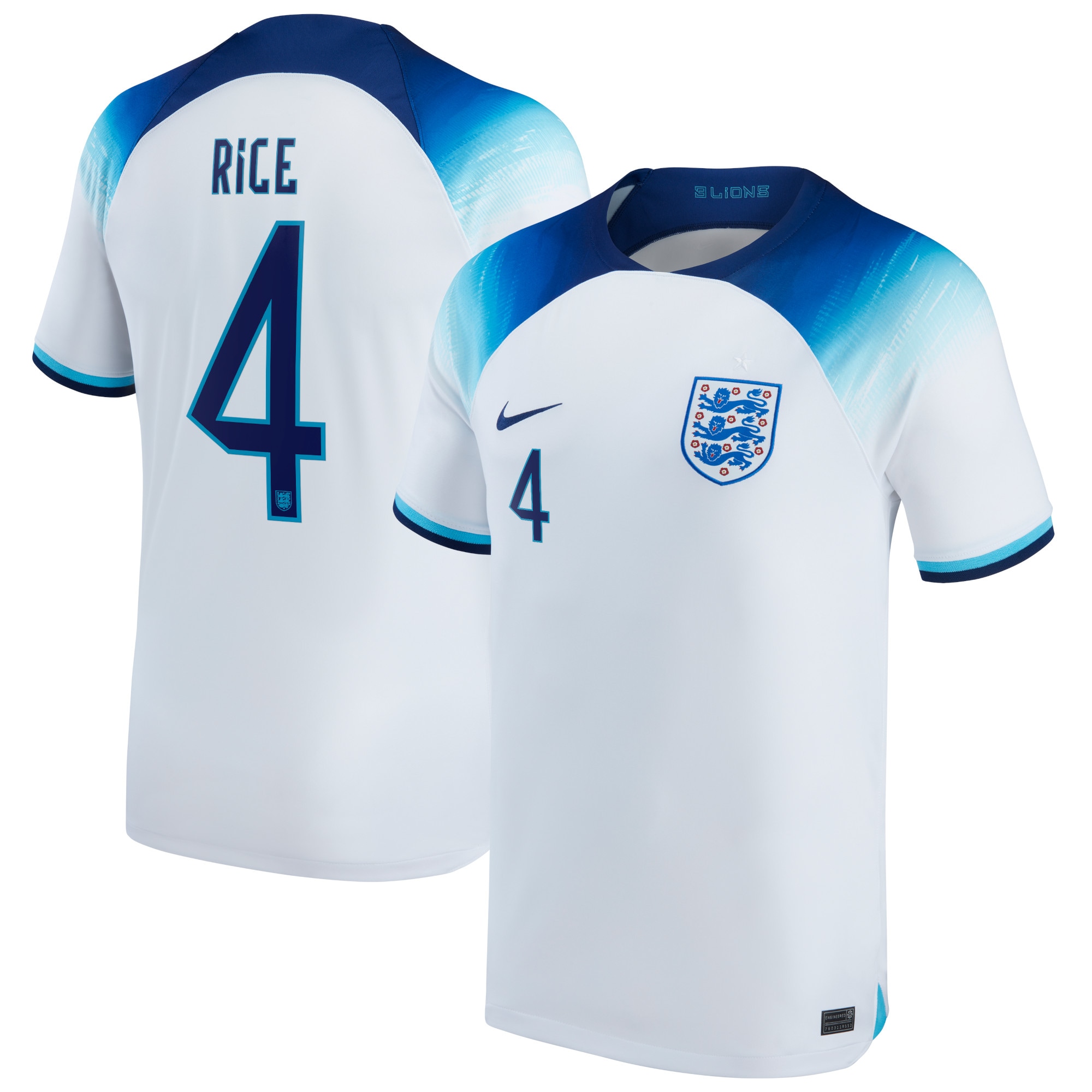 England Home Stadium Shirt 2022 with Rice 4 printing