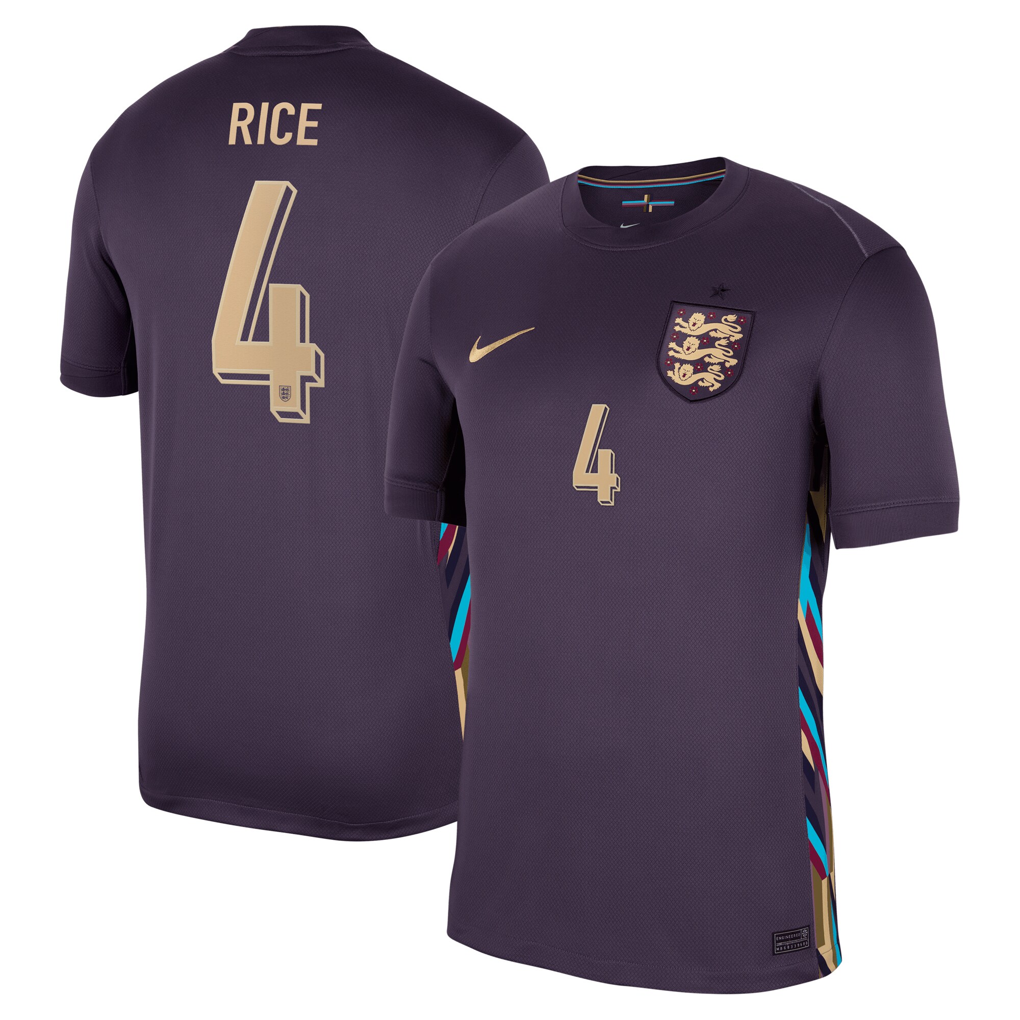 England Away Stadium Shirt 2024 with Rice 4 printing