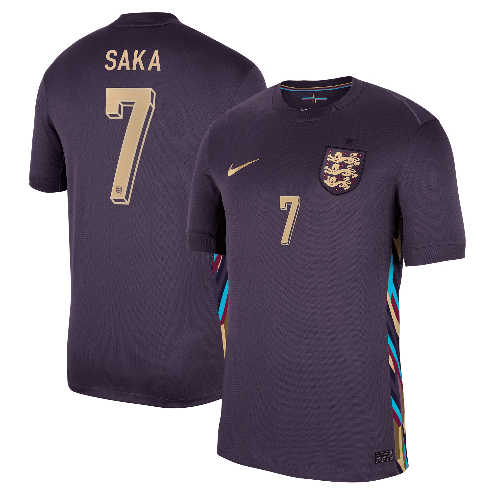England Away Stadium Shirt 2024 with Saka 7 printing