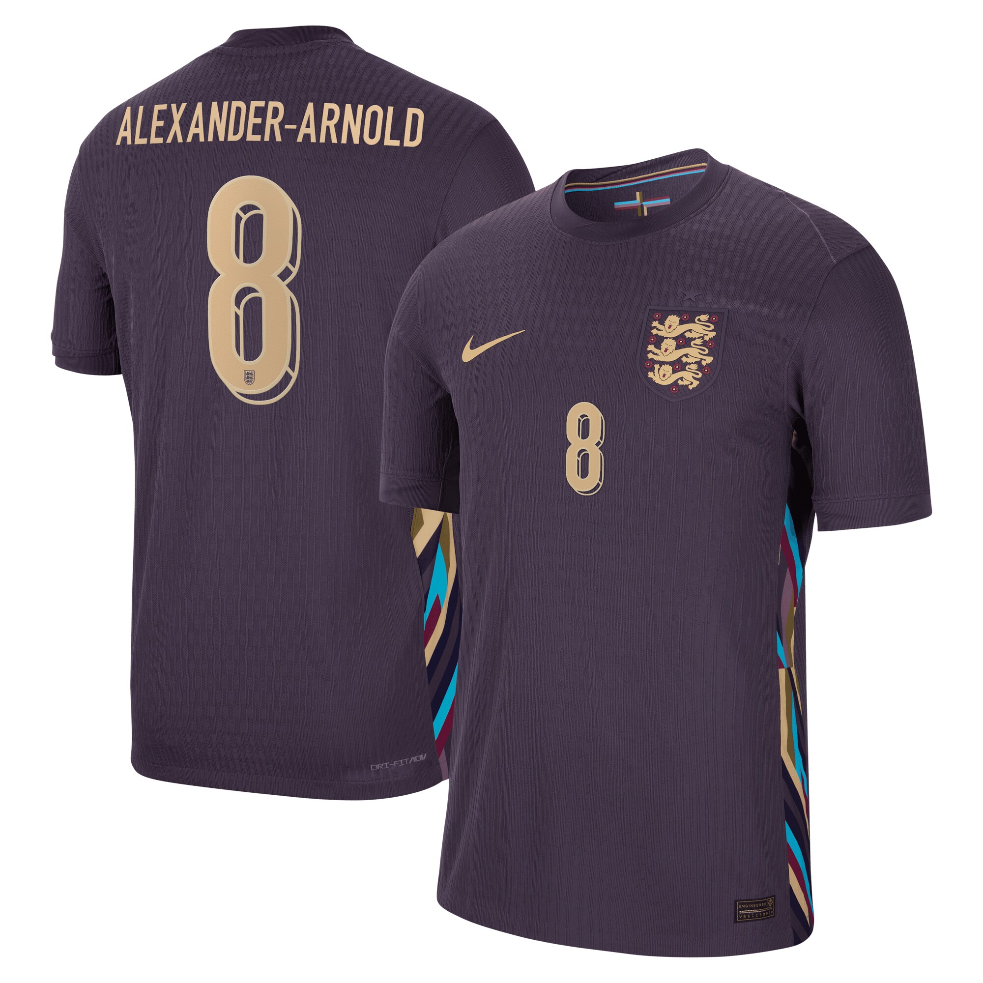 England Dri Fit Adv Away Match Shirt 2024 with Alexander-Arnold 8 printing
