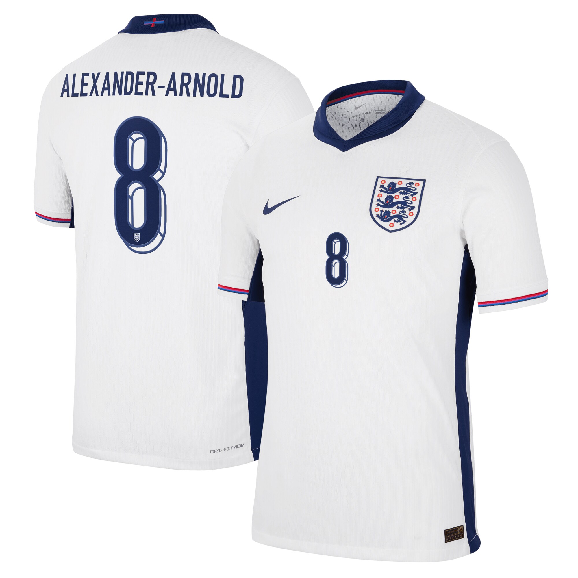 England Dri Fit Adv Home Match Shirt 2024 with Alexander-Arnold 8 printing
