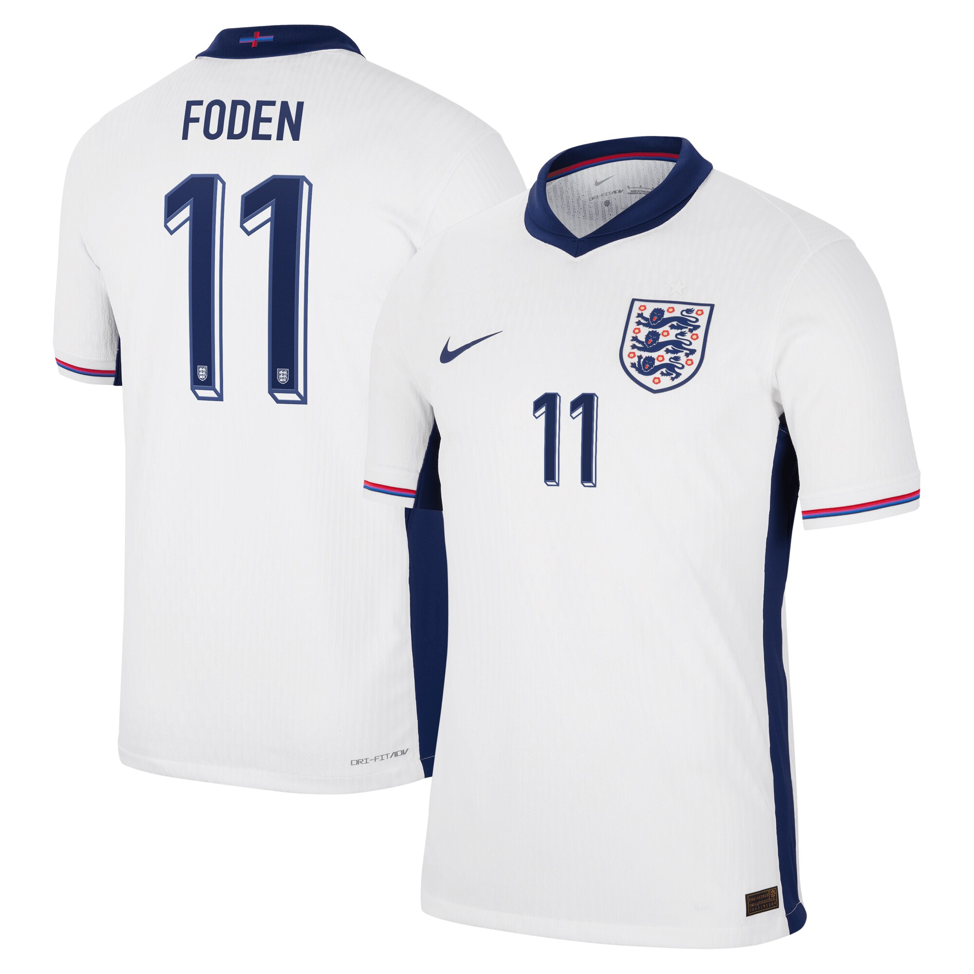 England Dri Fit Adv Home Match Shirt 2024 with Foden 11 printing