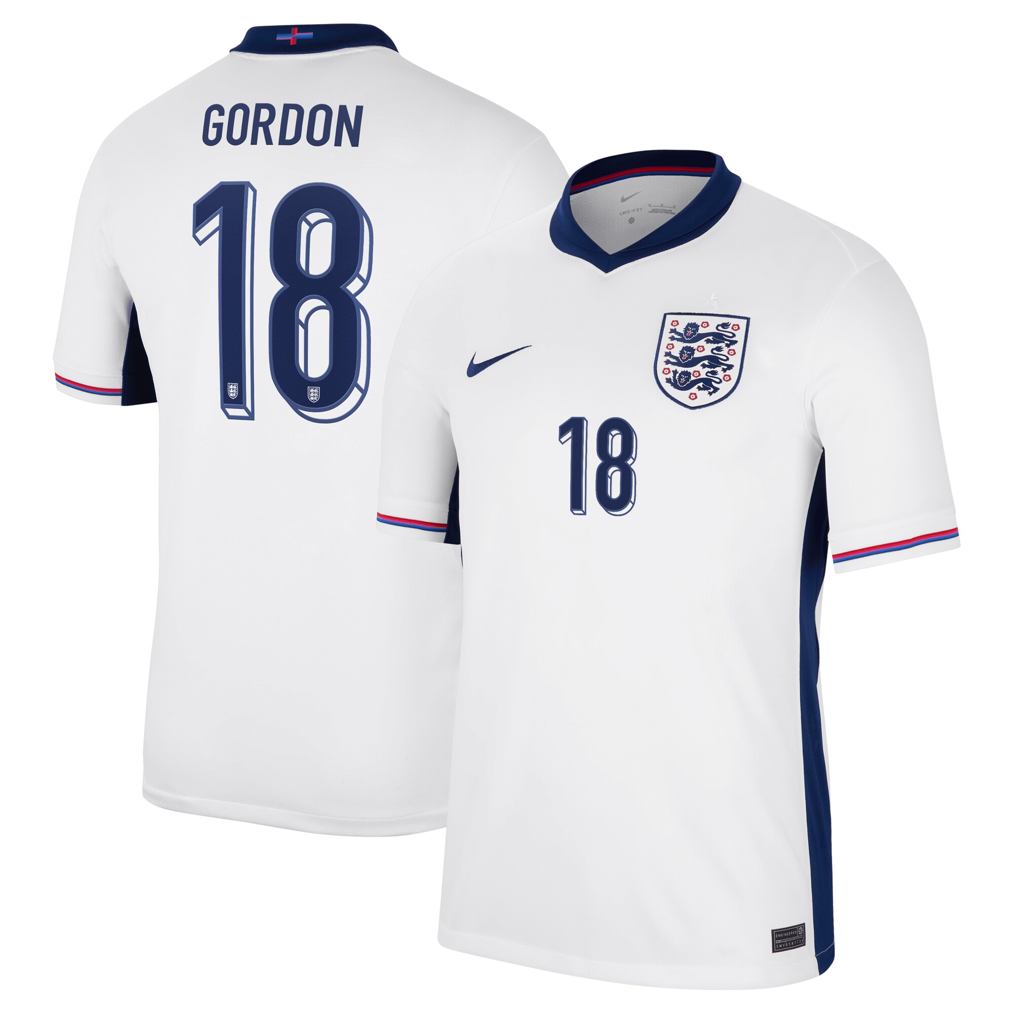 England Home Stadium Shirt 2024 with Gordon 18 printing