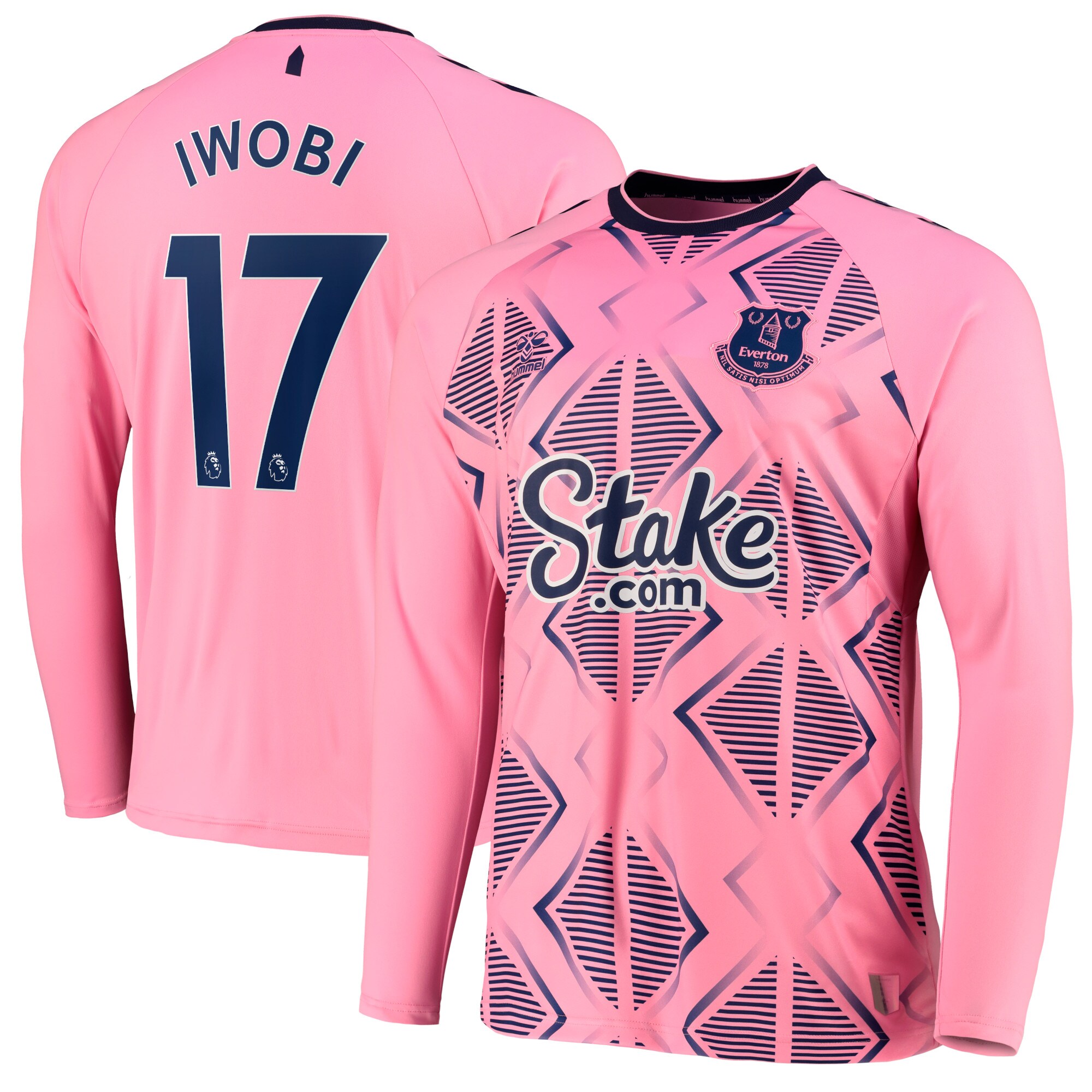 Everton Away Shirt 2022-23 - Long Sleeve with Iwobi 17 printing