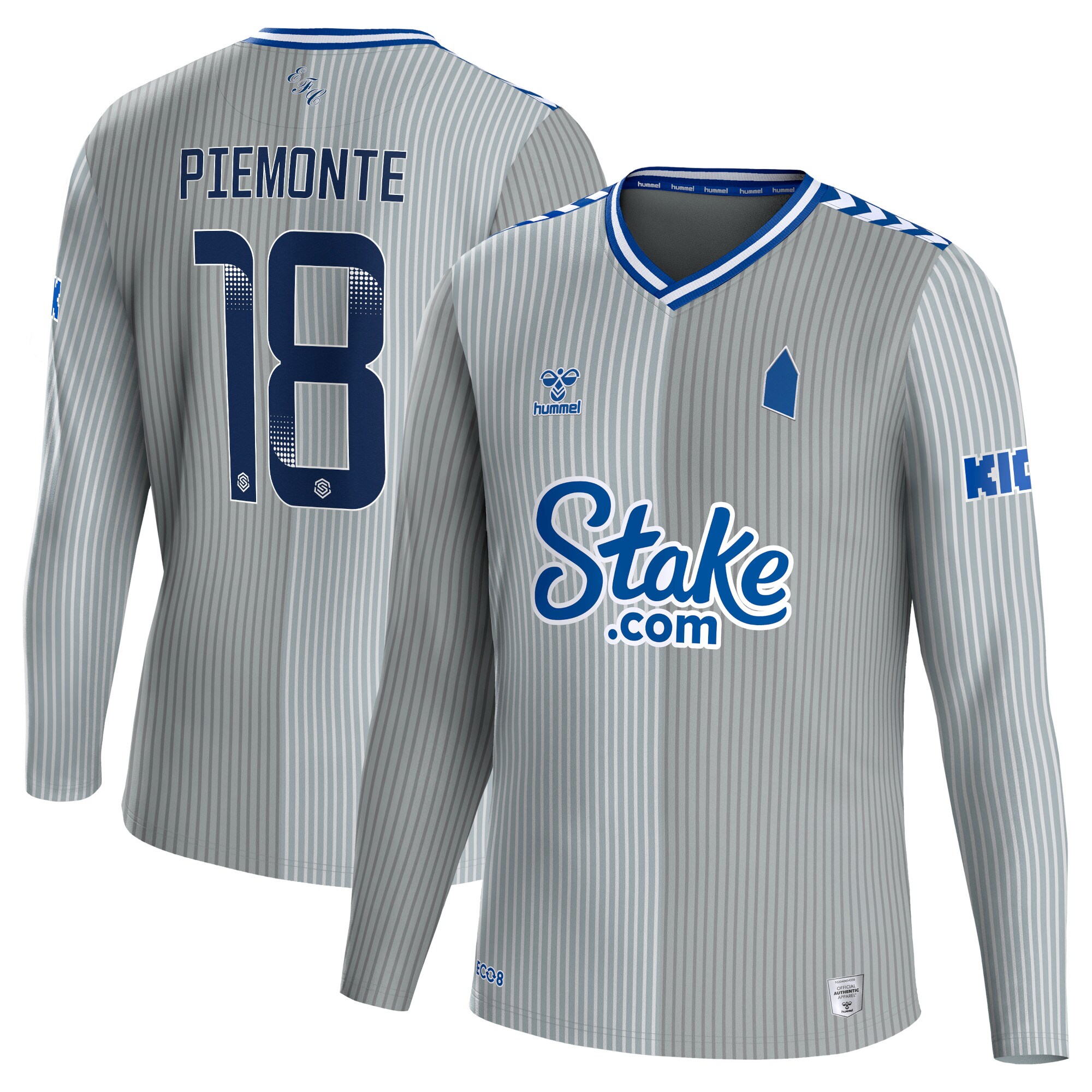 Everton WSL Third Shirt 2023-24 Long Sleeve with Piemonte 18 printing