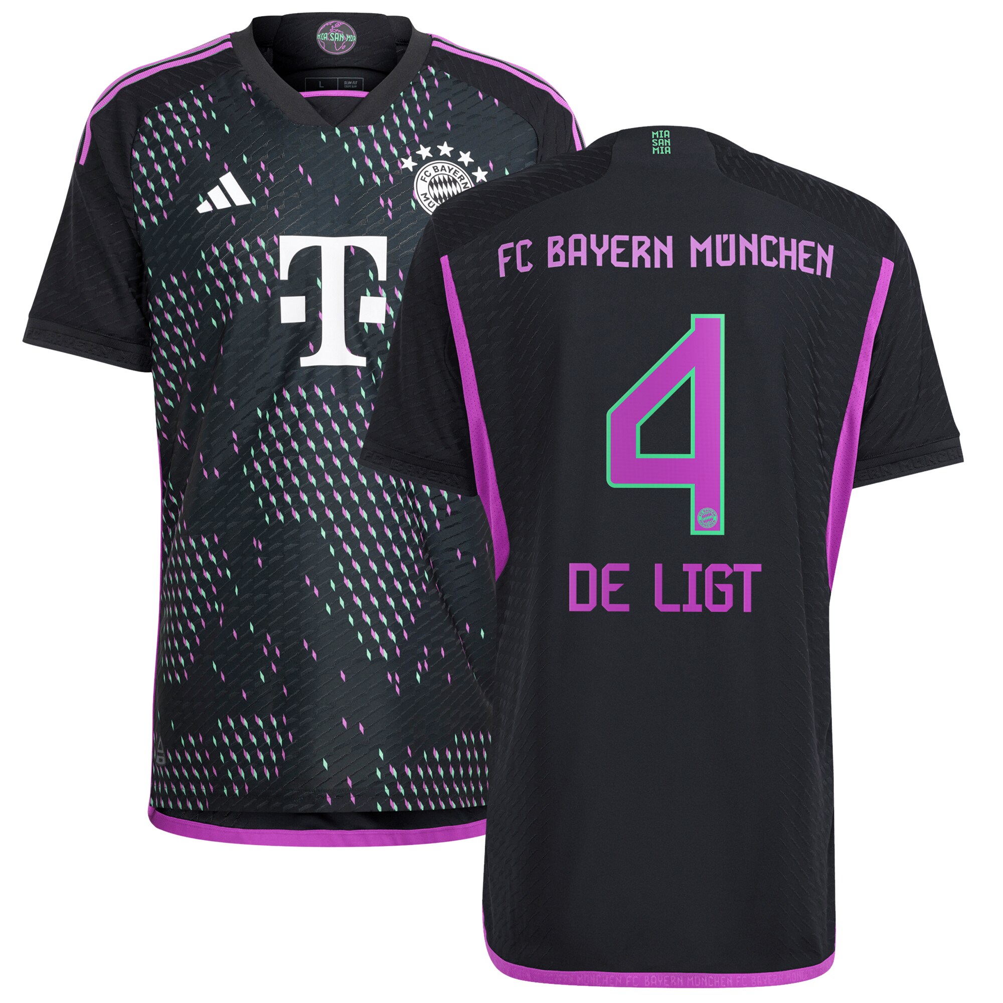 FC Bayern Away Authentic Shirt 2023-24 with De Ligt 4 printing