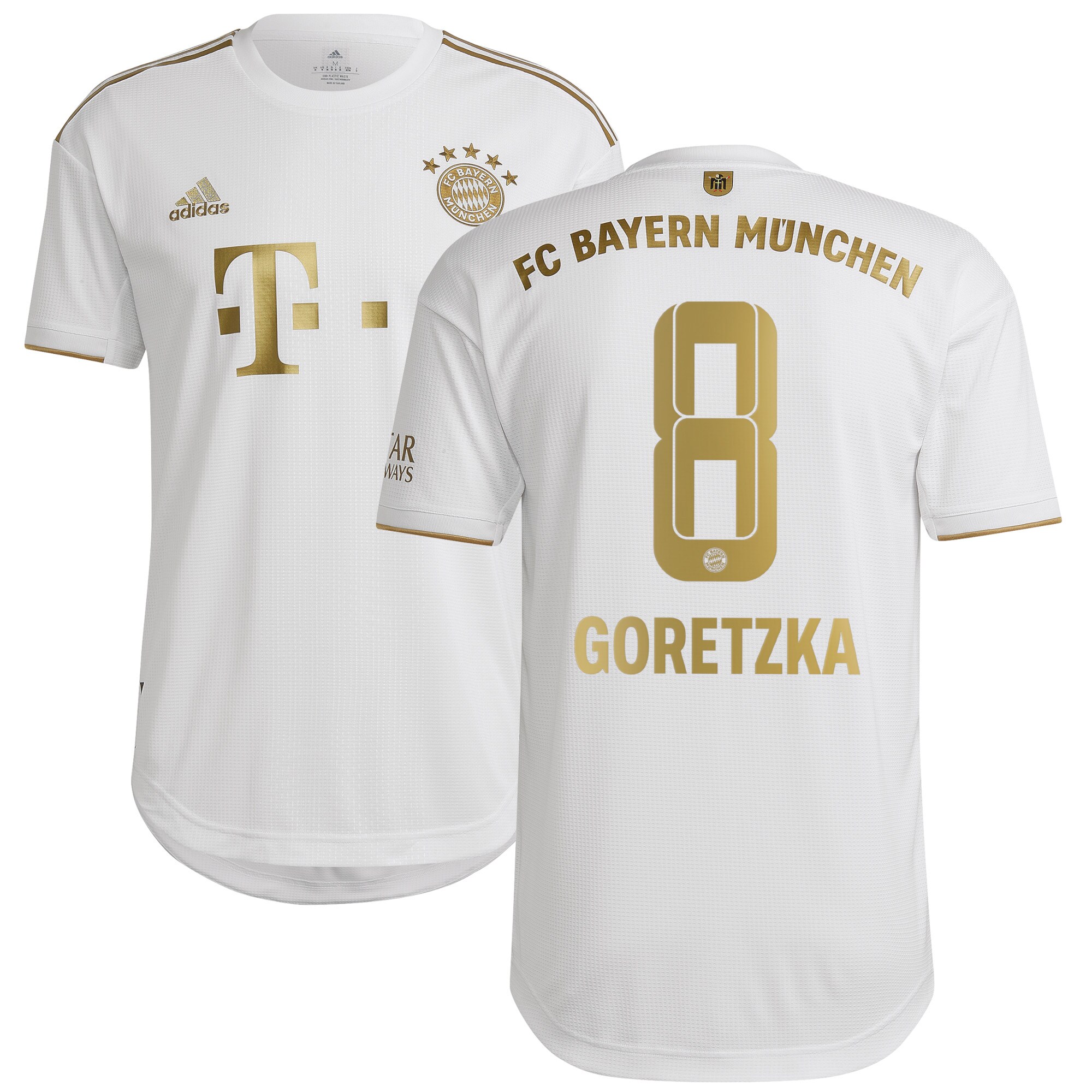 FC Bayern Away Authentic Shirt 2022-2023 with Goretzka 8 printing