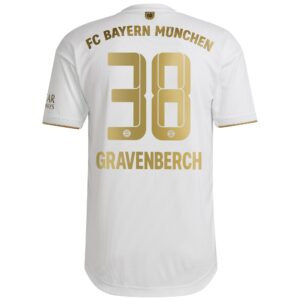 FC Bayern Away Authentic Shirt 2022-2023 with Gravenberch 38 printing