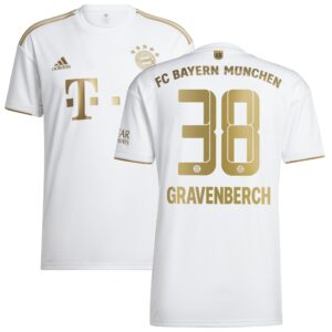 FC Bayern Away Shirt 2022-2023 with Gravenberch 38 printing