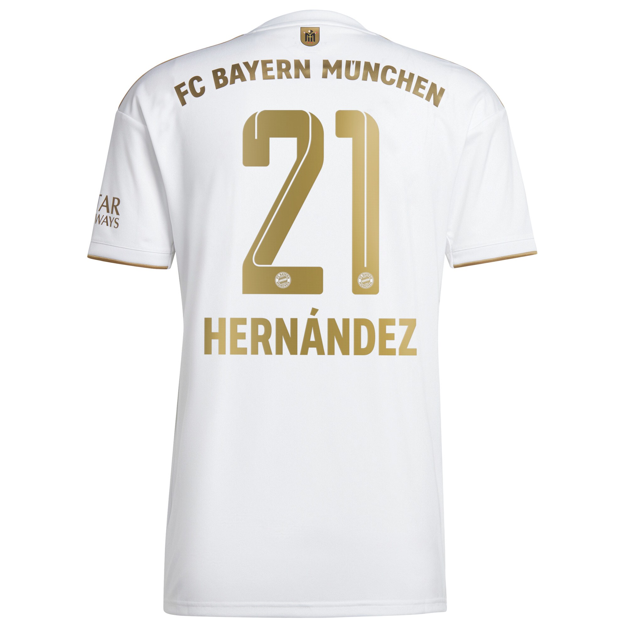 FC Bayern Away Shirt 2022-23 with Hernández 21 printing